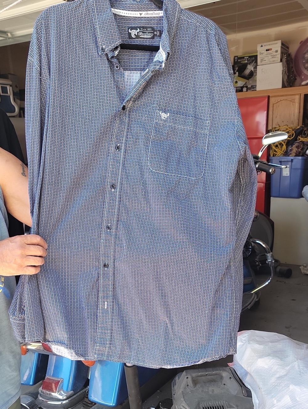 Croft & Barrow Blue Micro-Check Long-Sleeve Button-Down Shirt